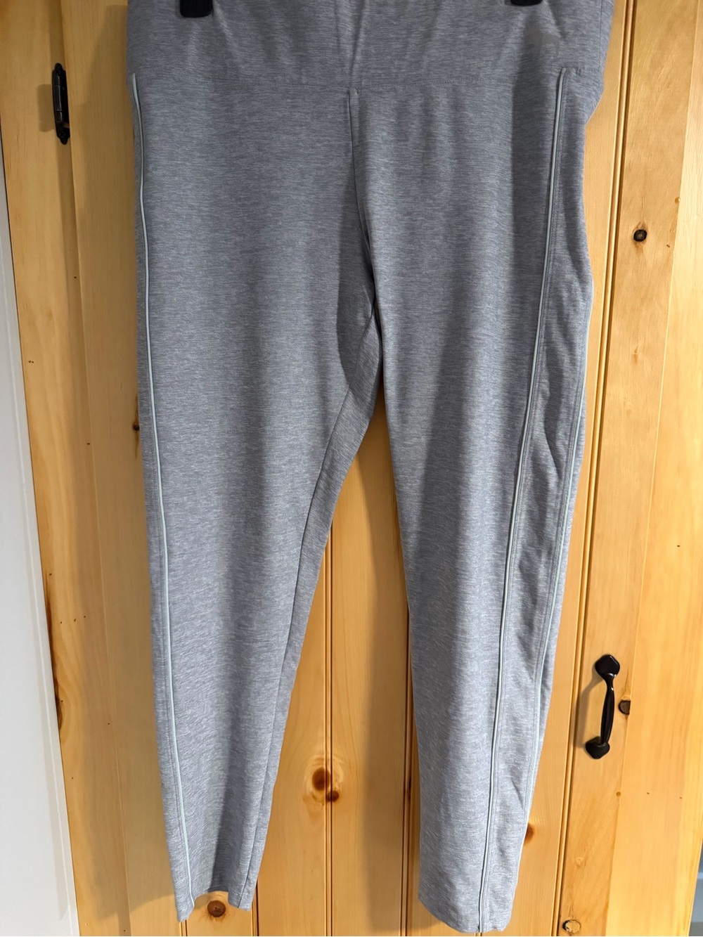Victoria Secret Pink Yoga Leggings- Grey With White Strips- Size Large